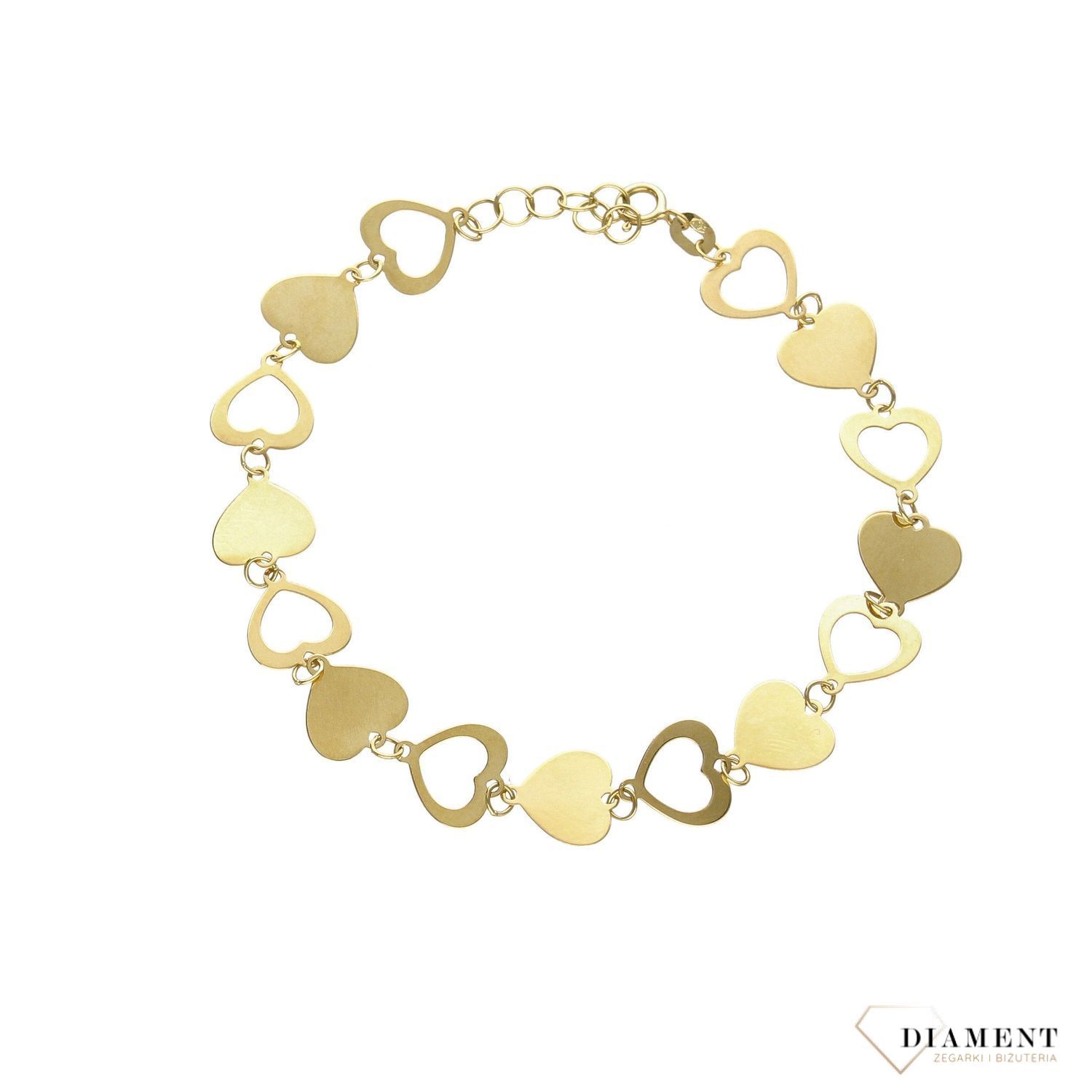 Złota bransoletka damska serca 585 żółte złoto BRA 000000 257 585.jpg